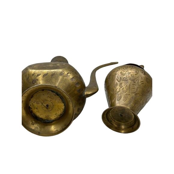 Antique Brass Table Lighter And Vase SET Etched Traditional Style - Picture 9 of 9